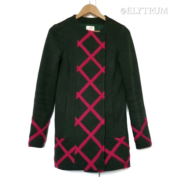 Anthropologie Elevenses Tamarisk Lattice Pea Coat - Picture 2 of 4